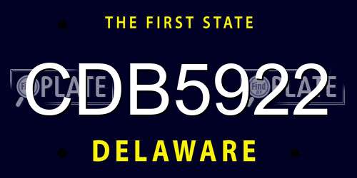CDB5922 Delaware License Plate