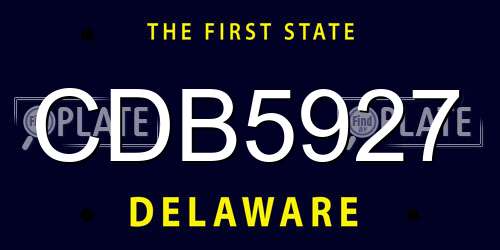 CDB5927 Delaware License Plate