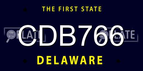 CDB766 Delaware License Plate