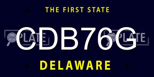 CDB76G Delaware License Plate