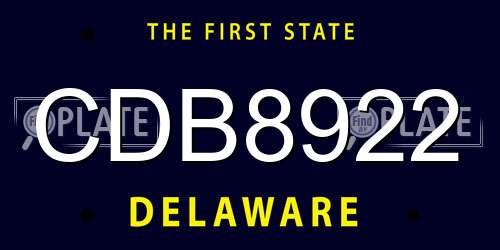 CDB8922 Delaware License Plate
