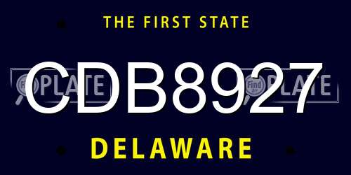 CDB8927 Delaware License Plate