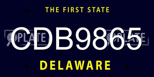 CDB9865 Delaware License Plate