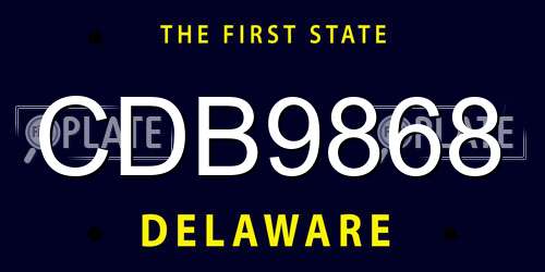 CDB9868 Delaware License Plate