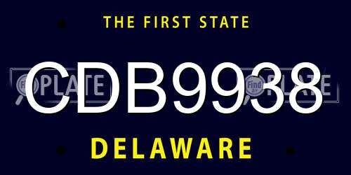 CDB9938 Delaware License Plate