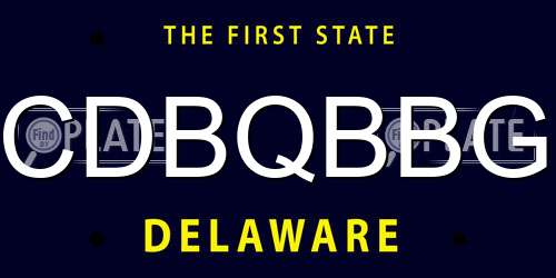 CDBQBBG Delaware License Plate