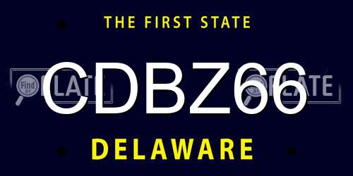 CDBZ66 Delaware License Plate