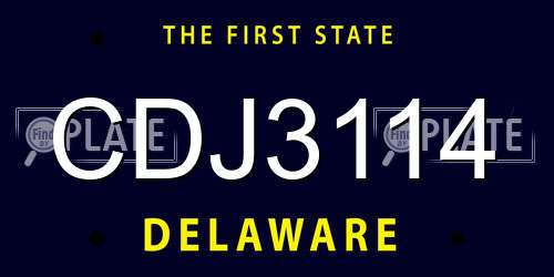 CDJ3114 Delaware License Plate
