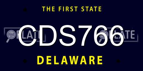 CDS766 Delaware License Plate
