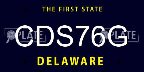 CDS76G Delaware License Plate