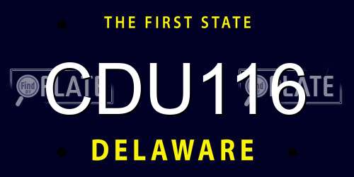 CDU116 Delaware License Plate