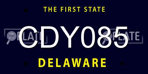 CDY085 Delaware License Plate