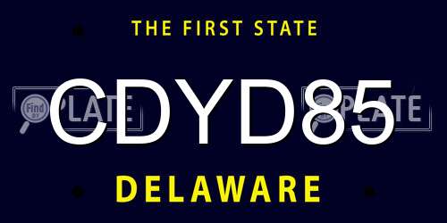 CDYD85 Delaware License Plate