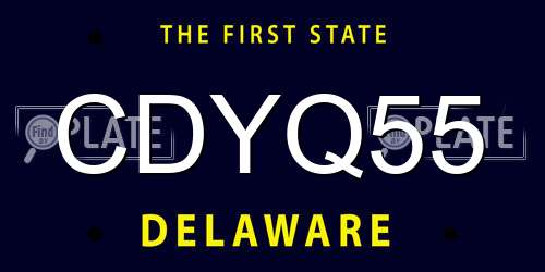 CDYQ55 Delaware License Plate