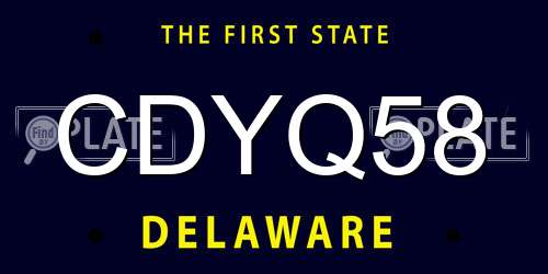 CDYQ58 Delaware License Plate
