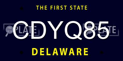 CDYQ85 Delaware License Plate