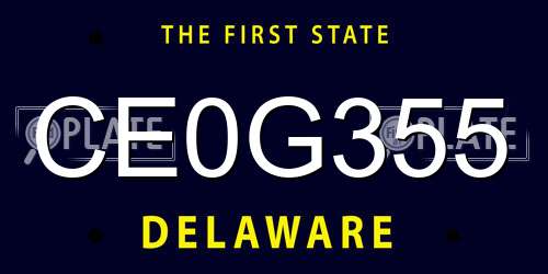 CE0G355 Delaware License Plate