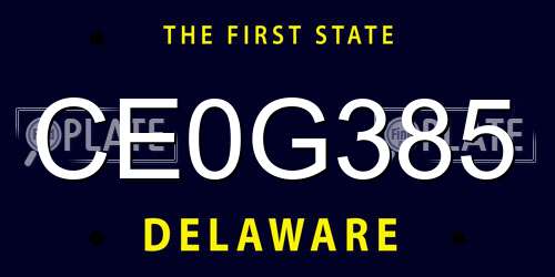 CE0G385 Delaware License Plate