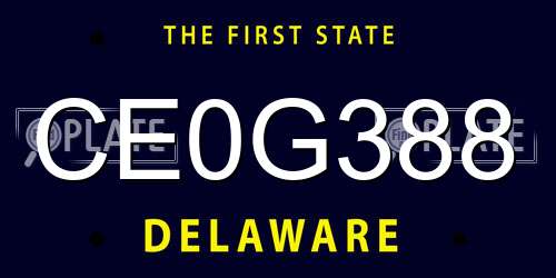CE0G388 Delaware License Plate