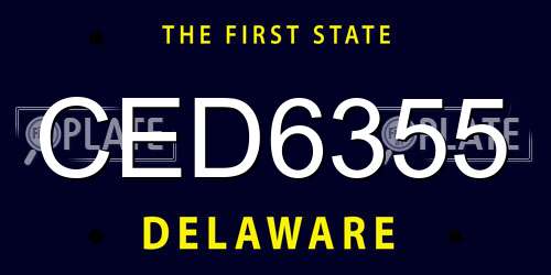 CED6355 Delaware License Plate