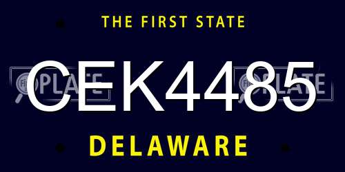 CEK4485 Delaware License Plate