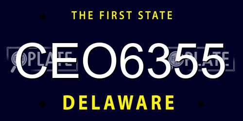 CEO6355 Delaware License Plate