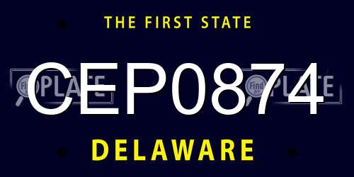 CEP0874 Delaware License Plate