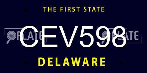 CEV598 Delaware License Plate
