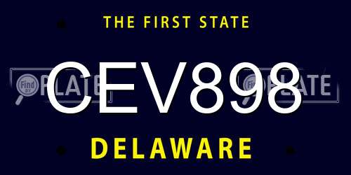 CEV898 Delaware License Plate
