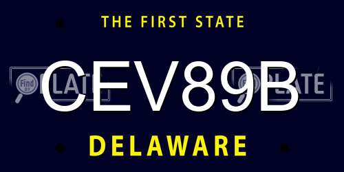CEV89B Delaware License Plate