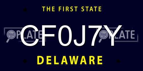 CF0J7Y Delaware License Plate