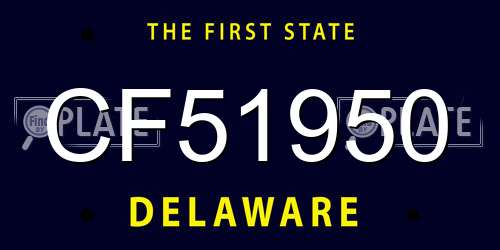 CF51950 Delaware License Plate