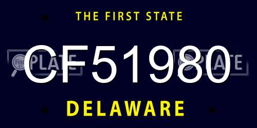 CF51980 Delaware License Plate