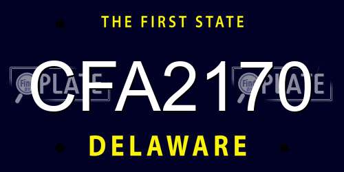CFA2170 Delaware License Plate