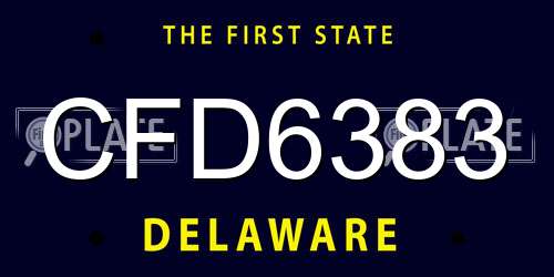 CFD6383 Delaware License Plate