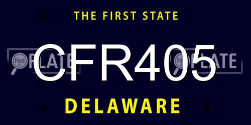 CFR405 Delaware License Plate