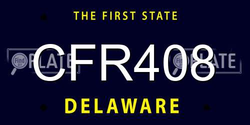 CFR408 Delaware License Plate