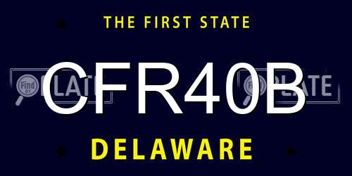 CFR40B Delaware License Plate