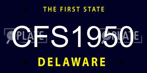 CFS1950 Delaware License Plate