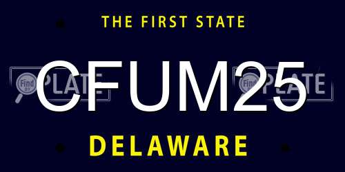 CFUM25 Delaware License Plate