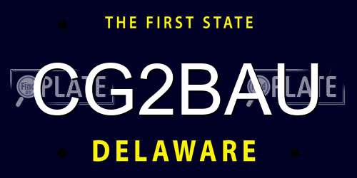 CG2BAU Delaware License Plate