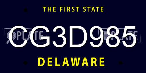 CG3D985 Delaware License Plate