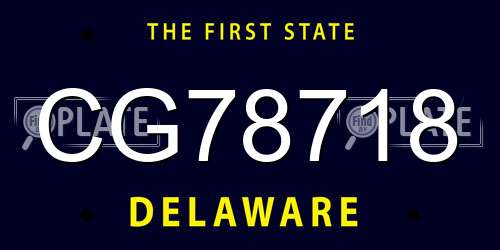 CG78718 Delaware License Plate