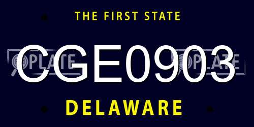 CGE0903 Delaware License Plate