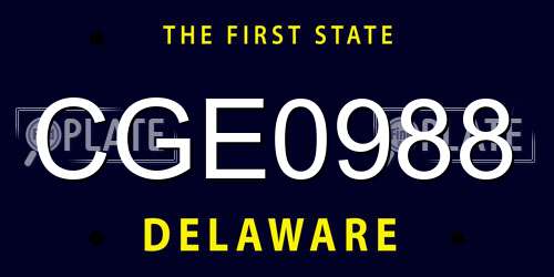 CGE0988 Delaware License Plate