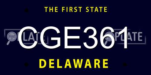 CGE361 Delaware License Plate