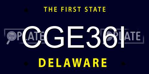 CGE36I Delaware License Plate