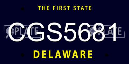 CGS5681 Delaware License Plate