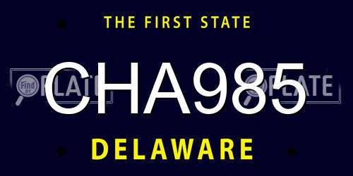 CHA985 Delaware License Plate