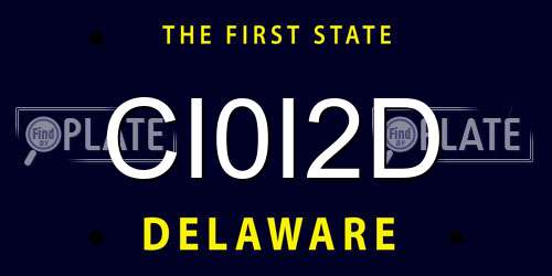CI0I2D Delaware License Plate